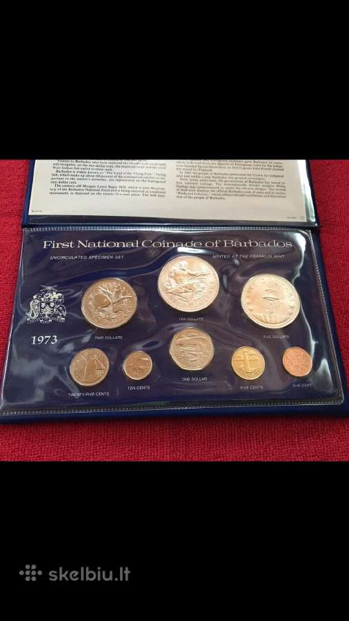Monetos barbados 1973m cu-ni ir sidabras