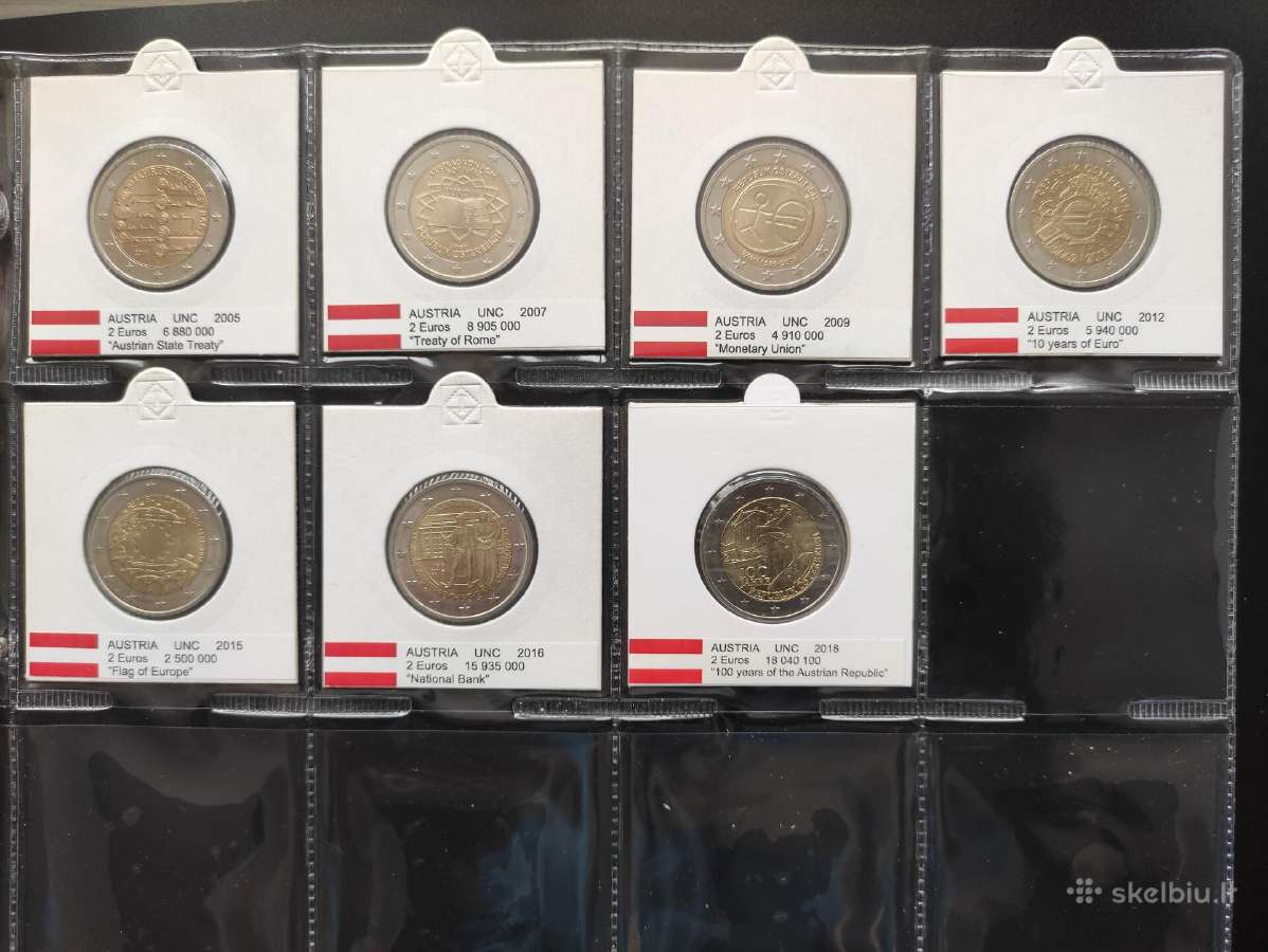 2 eurų Austrijos Unc proginės monetos