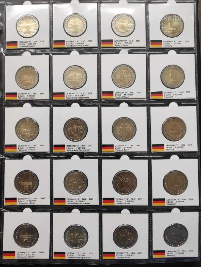 2 eurų Vokietijos Unc proginės monetos