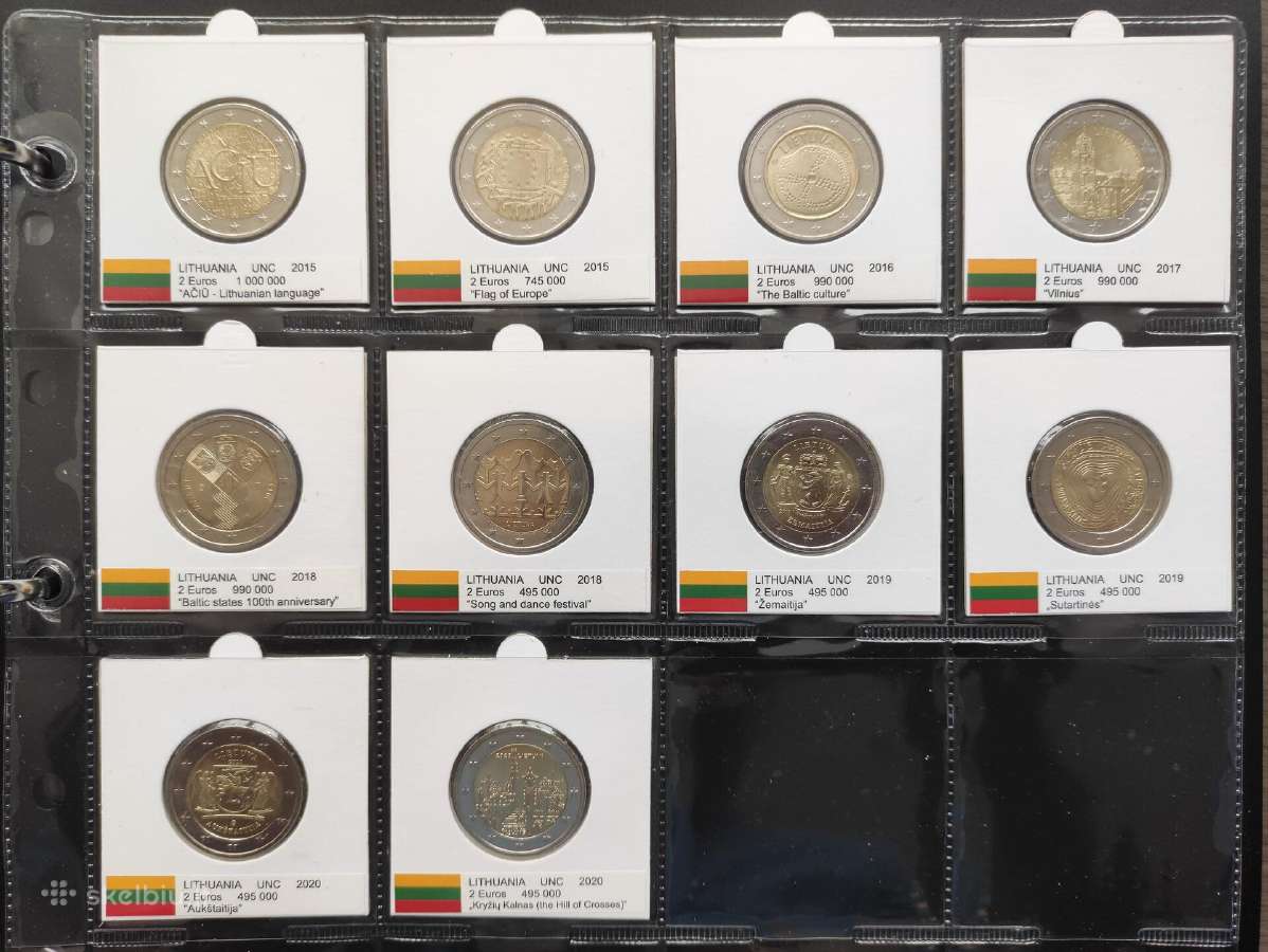 2 eurų Lietuvos Unc proginės monetos