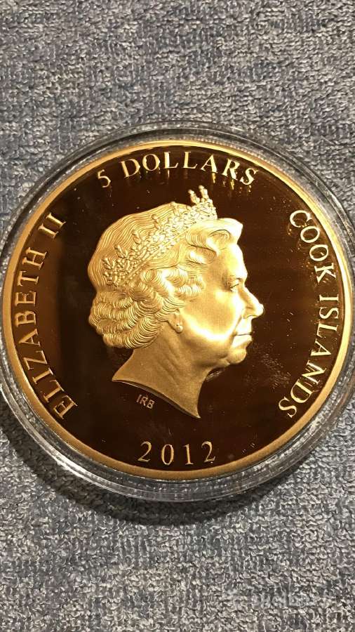 Moneta cook islands 2012m 5 dollars cu-ni 65mm - nuotraukos Nr. 2