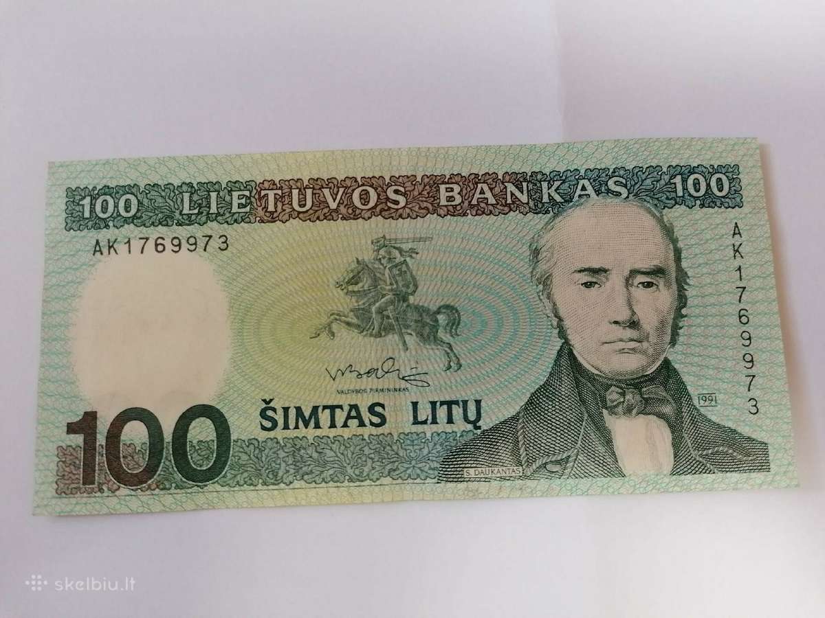 100 litu 1991 originalas