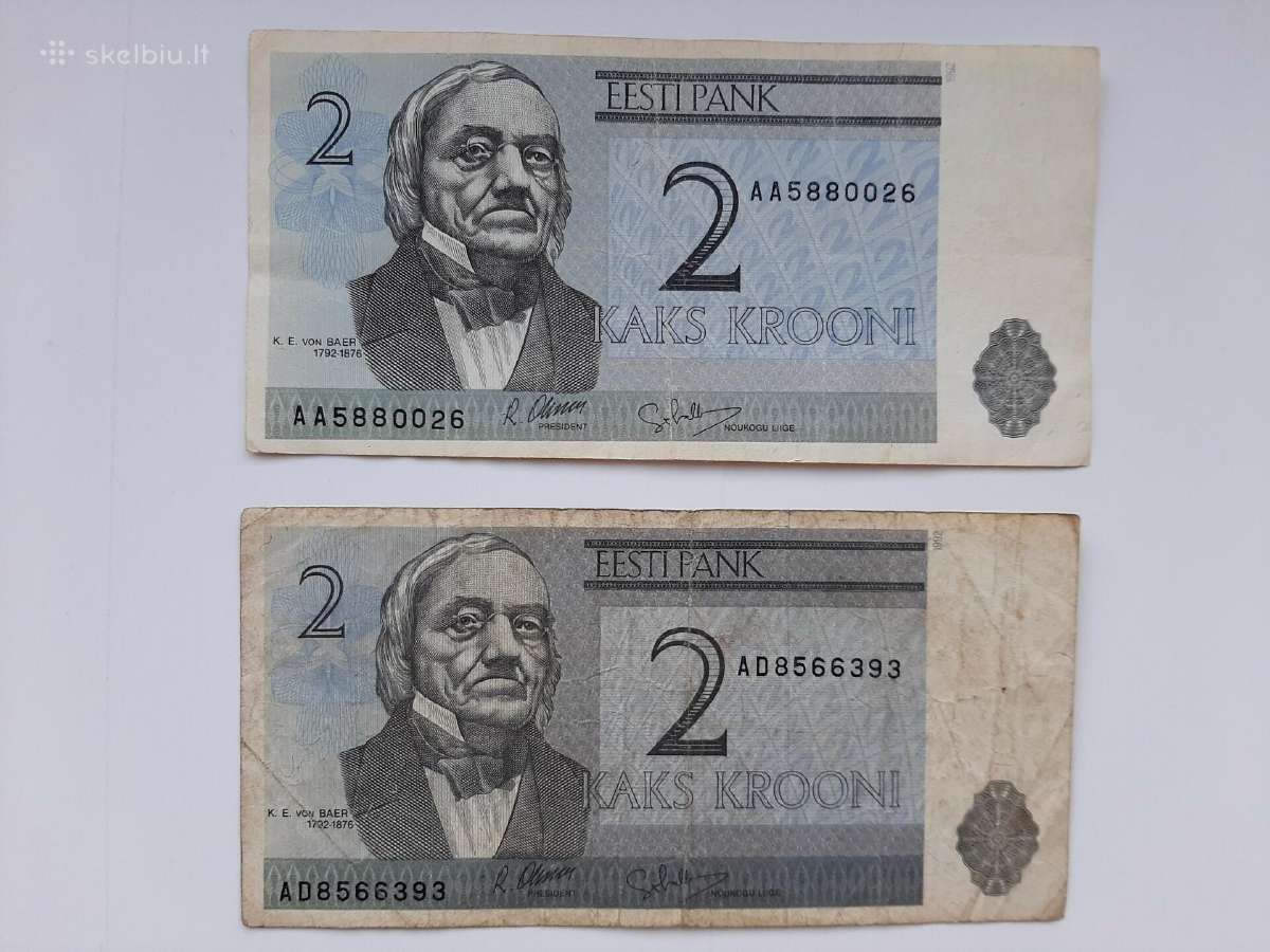 Estija 2 kronu banknotai 2vnt.po 1€