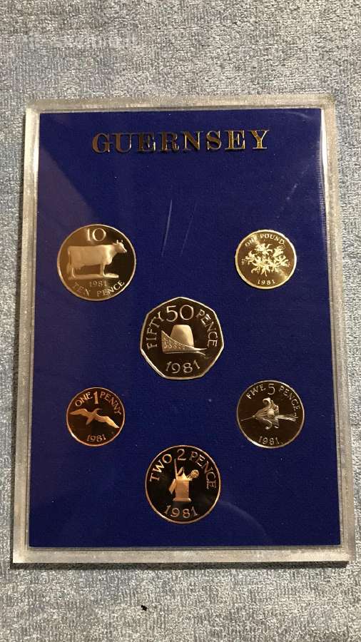 Monetos Gernsey 1981m proof cu-ni