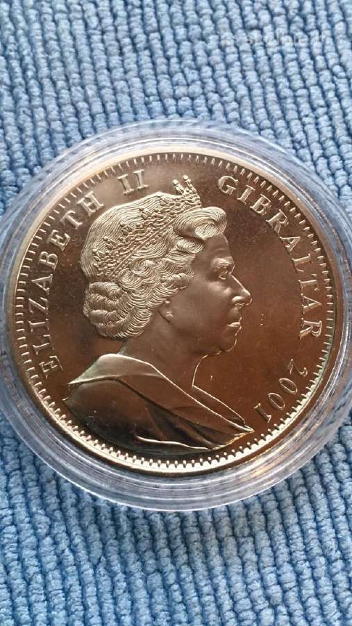 Moneta Gibraltar 2001m, 1 krona, cu-ni - nuotraukos Nr. 2