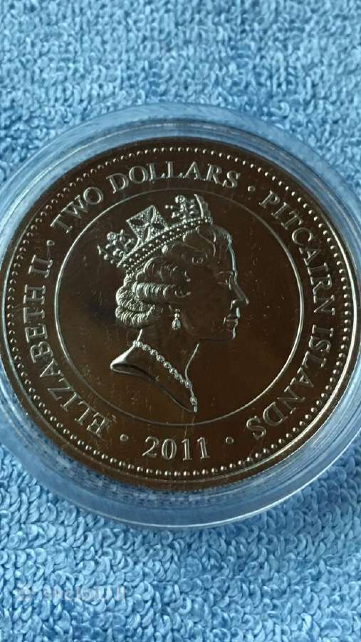 Moneta Pitcairn isl, 2011m, 2 dollars, cu-ni - nuotraukos Nr. 2