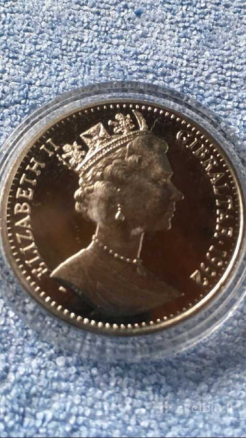 Moneta Gibraltar 1992m. 1 krona, cu-ni - nuotraukos Nr. 2