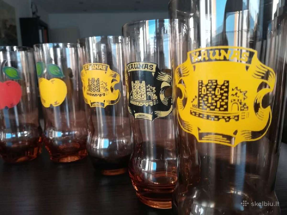 Senos rudo stiklo (šilko grafija) kokteilinės