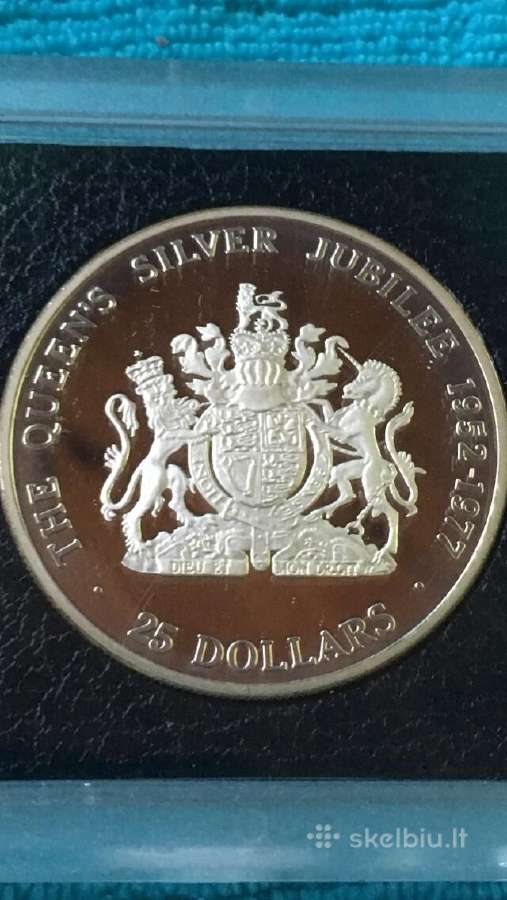 Moneta Cayman isl. 1977m. 25 dollars, sidabras