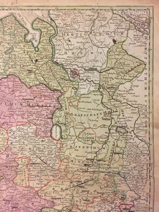 Antikvarinis Vokietijos žemėlapis 1761 metų - nuotraukos Nr. 5