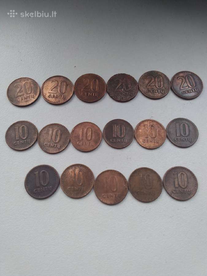 1991m.10 ir 20centu,viso 17vnt.liko 12vnt.
