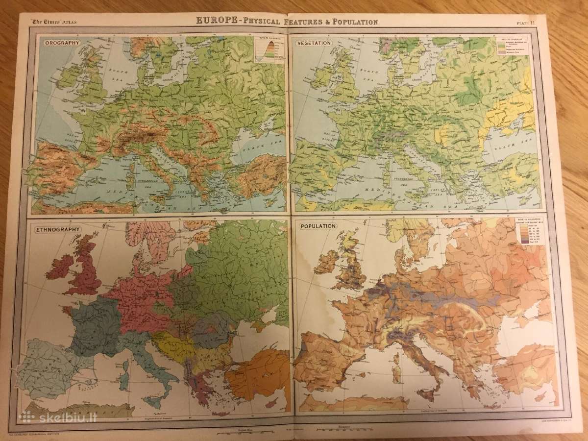 Antikvarinis Europos žemėlapis 1922 metų