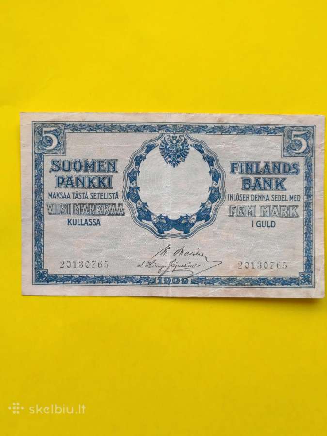 1909m. 5 Suomijos markės auksu.