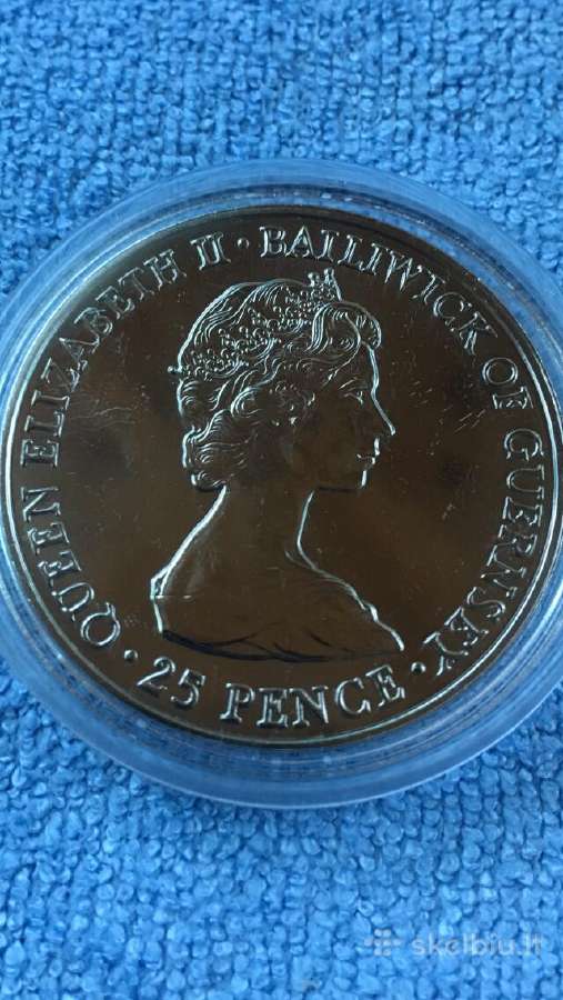 Moneta Guernsey 1980m. 25 pensai, cu-ni - nuotraukos Nr. 2