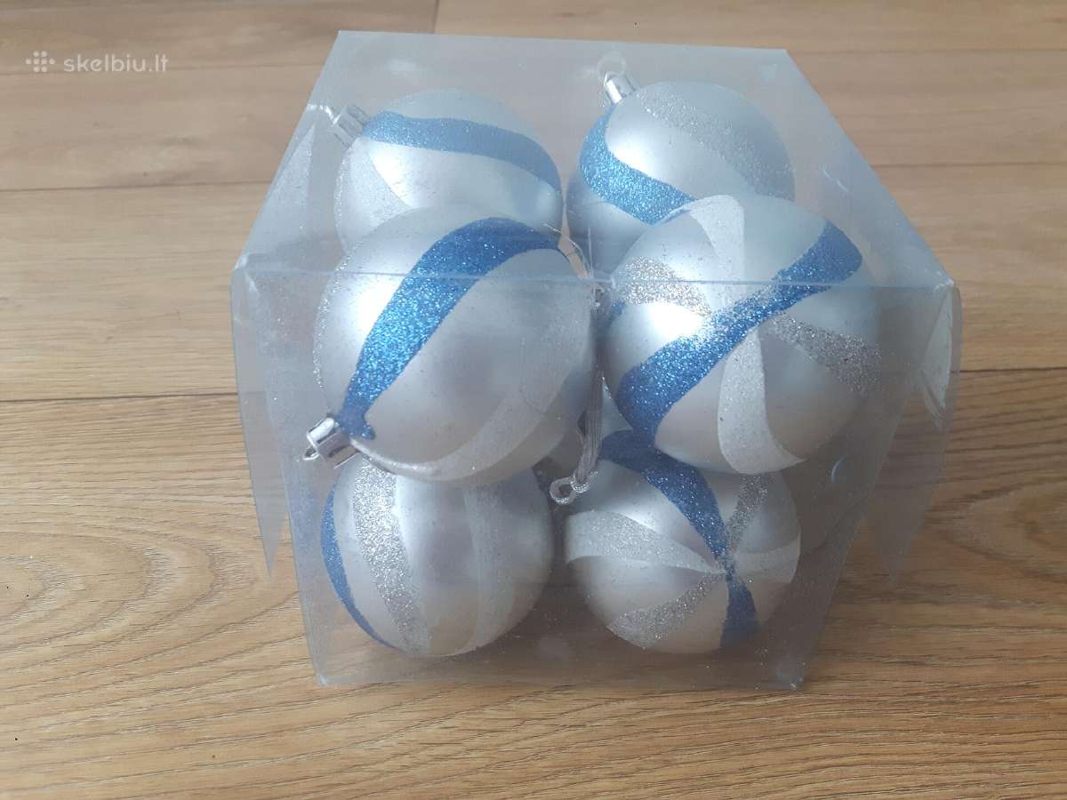 Eglutės žaisliukai dydeli sidabriniai/melsvi - nuotraukos Nr. 2