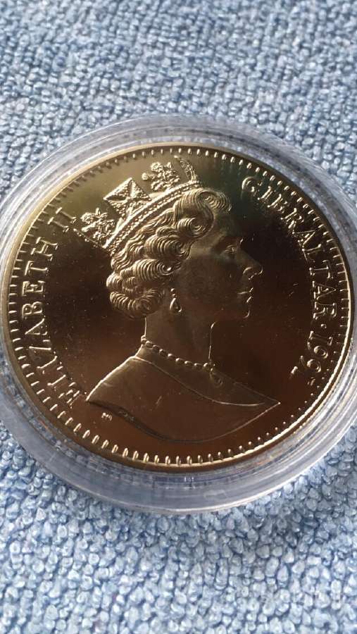 Moneta, Gibraltar, 1991m. 1 krona, cu-ni - nuotraukos Nr. 2