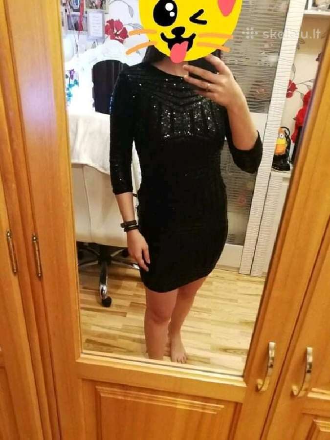 Vieną kartą nešiota juoda blizganti suknelė - nuotraukos Nr. 2