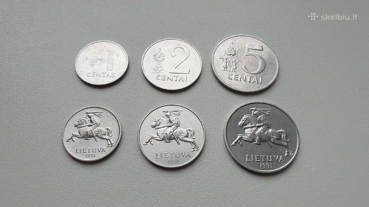1991m. 1 2 ir 5 centai Unc (bankinio stovio)