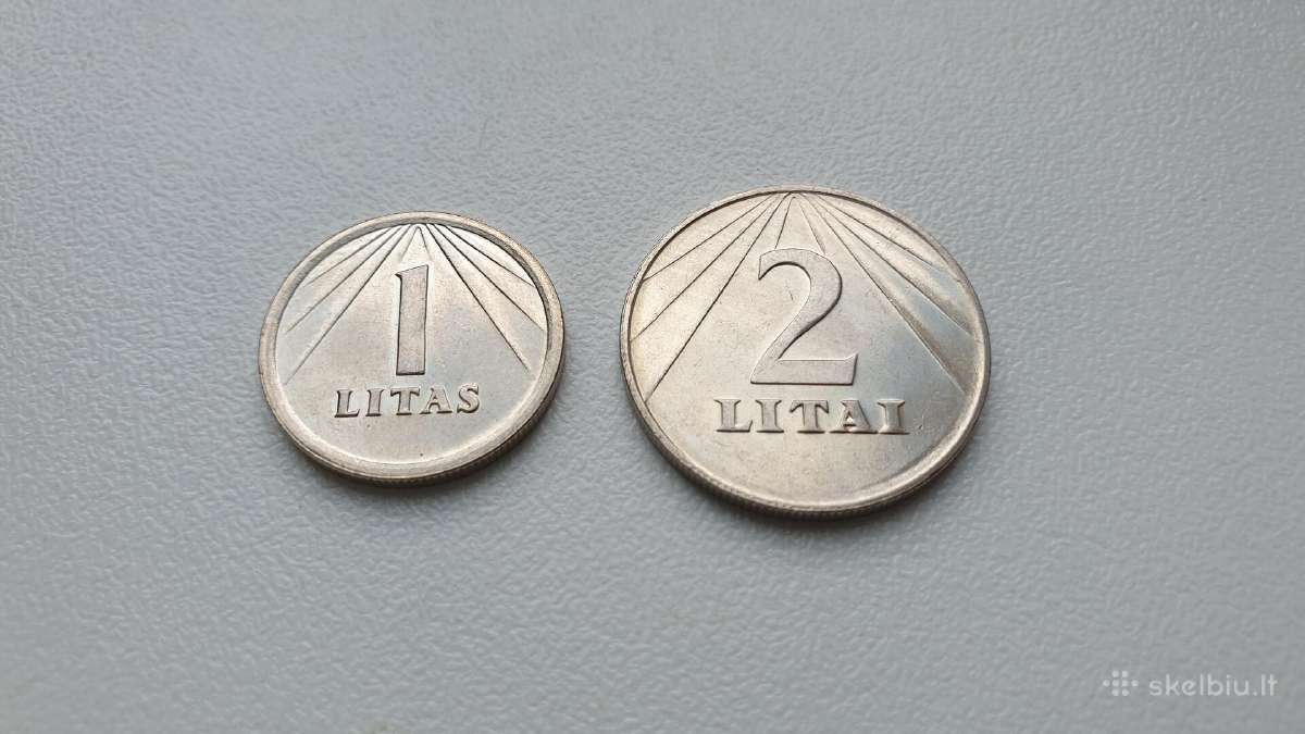 1991m. 1 ir 2 litai Unc (bankinio stovio)