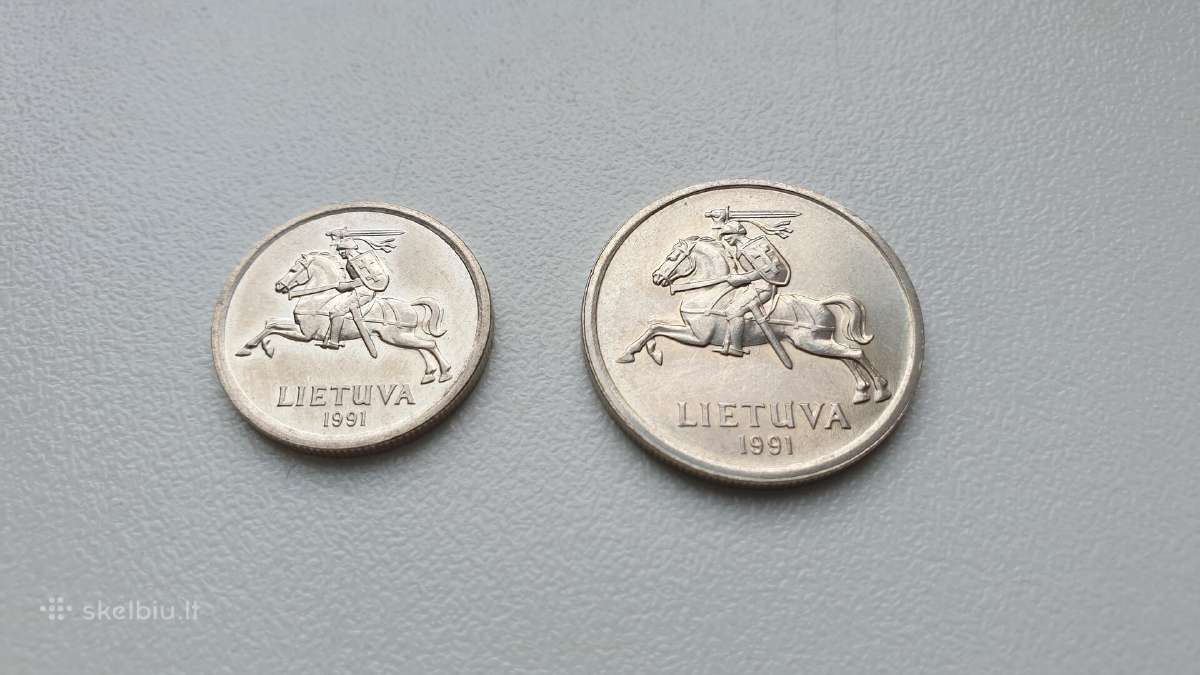 1991m. 1 ir 2 litai Unc (bankinio stovio) - nuotraukos Nr. 2