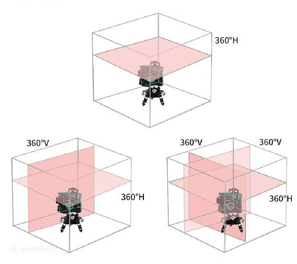 3D lazerinis 12 liniju, 360 laipsniu nivelyras - nuotraukos Nr. 5