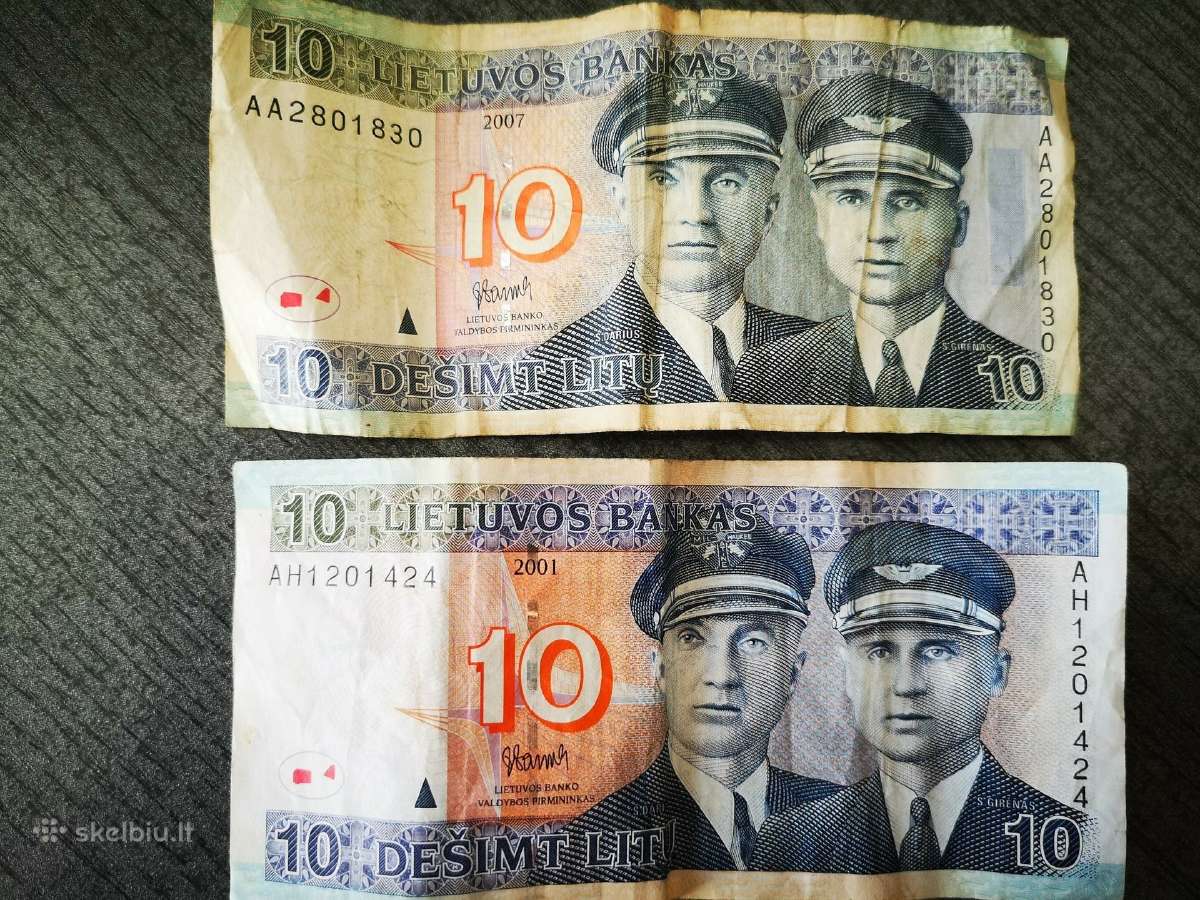 Parduodami banknotai: Litai, centai