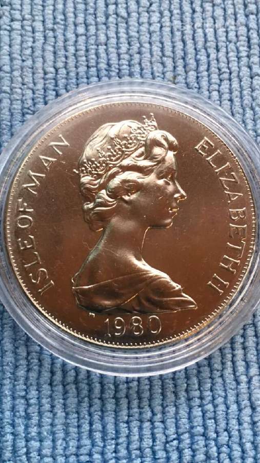 Moneta Isle of Man, 1980m. 1 krona, cu-ni - nuotraukos Nr. 2