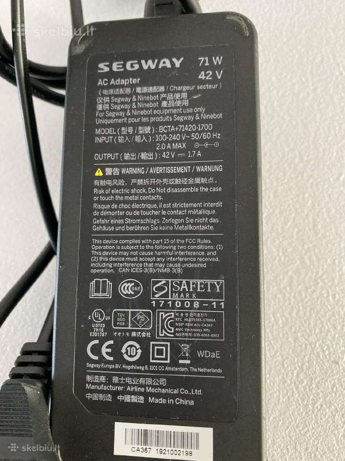 Segway Ninebot G30 Es1 Es2 Es4 įkroviklis pakrovėj - nuotraukos Nr. 9