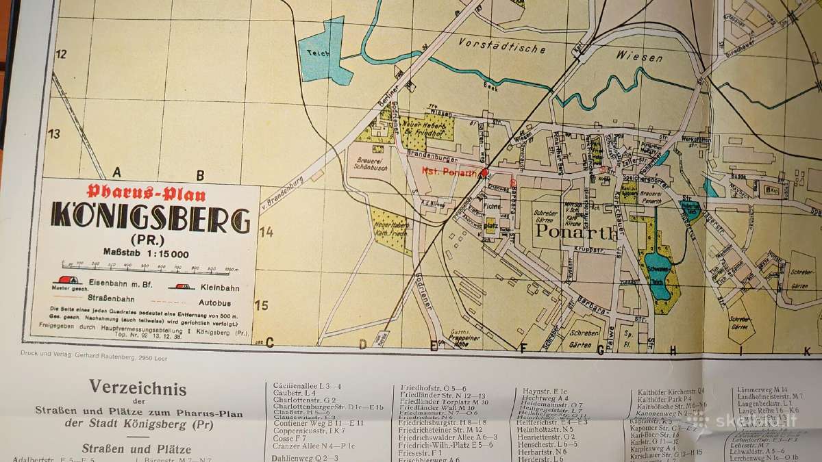Konigsberg miesto planas 1938 m. - nuotraukos Nr. 2