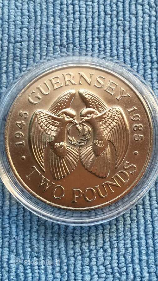 Moneta Guernsey 1985m. 2 svarai, cu-ni