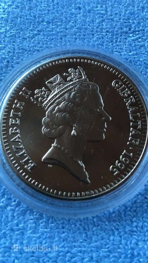 Moneta Gibraltar 1995m. 5 svarai, virenium - nuotraukos Nr. 2