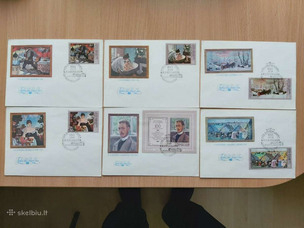 Vokai su pašto ženklais ir piešiniais ssr