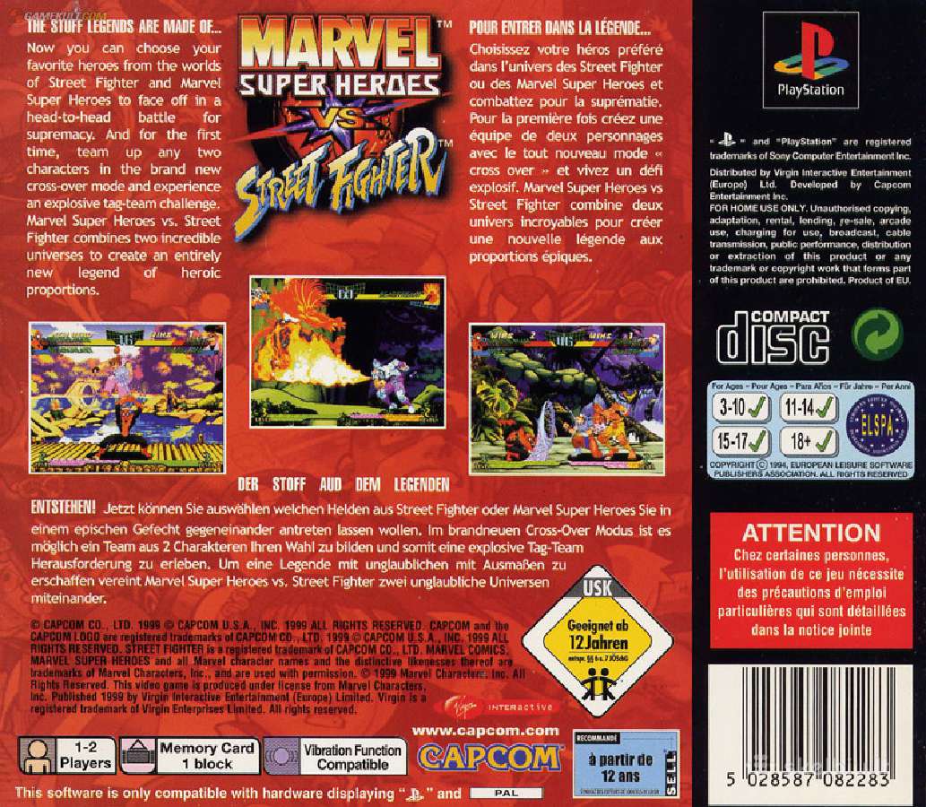 Marvel Super Heroes vs Street fighter Ps1 Pal - nuotraukos Nr. 20