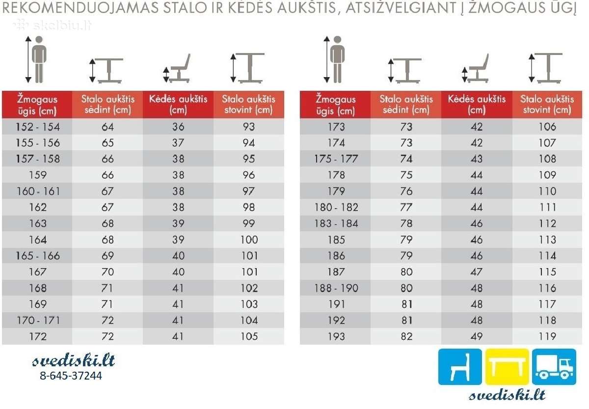 Reguliuojamo Aukščio Stalas Įvairių Dydžių - nuotraukos Nr. 31