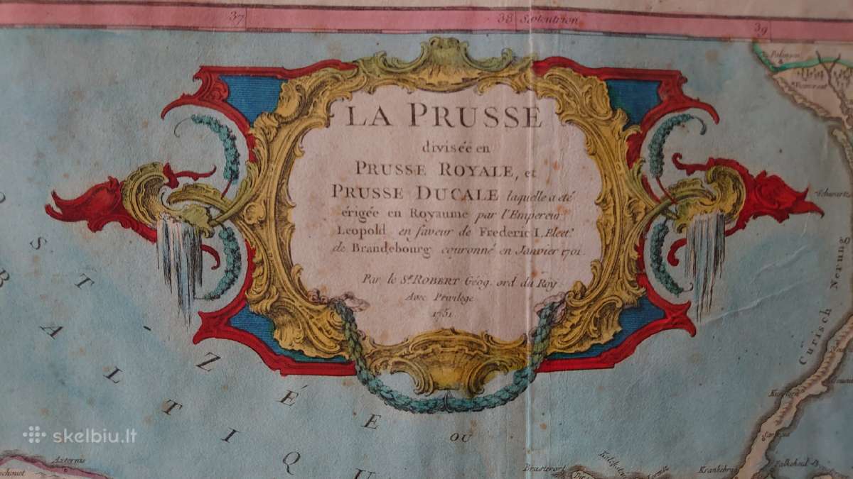 Prūsijos originalus 1751 m. žemėlapis - nuotraukos Nr. 2