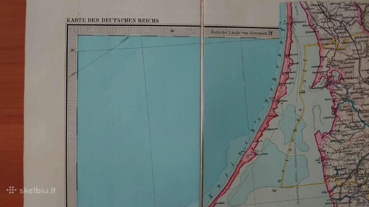 Originalus Vokietijos Reicho 1891 m. žemėlapis - nuotraukos Nr. 3