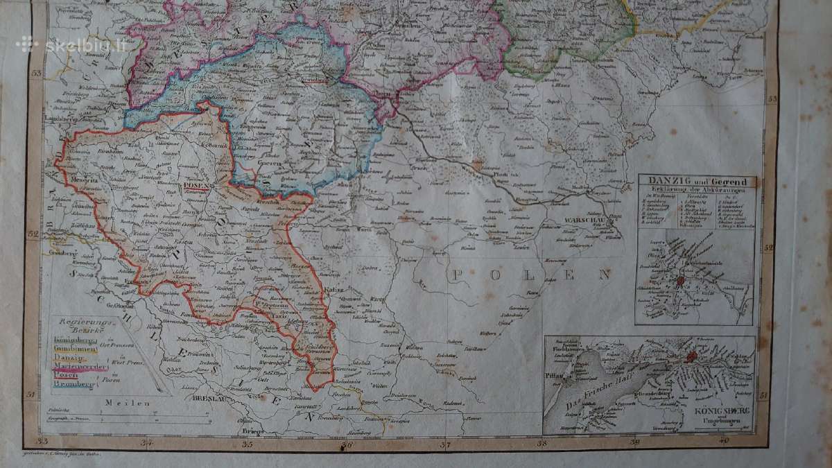 1819 m. Rytų ir Vakarų Prūsijos žemėlapis - nuotraukos Nr. 4