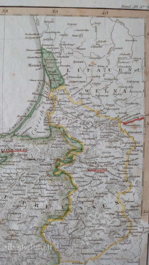 1819 m. Rytų ir Vakarų Prūsijos žemėlapis - nuotraukos Nr. 6