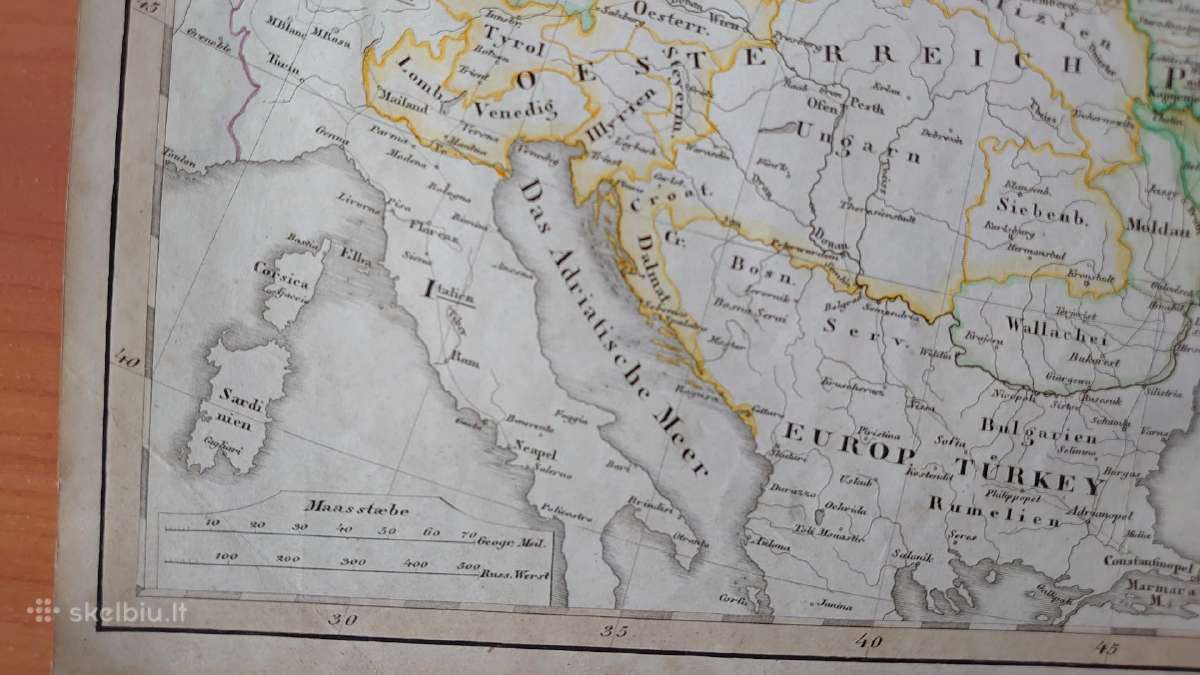 1833 m. Europos (Rusijos, Prūsijos .) žemėlapis - nuotraukos Nr. 6