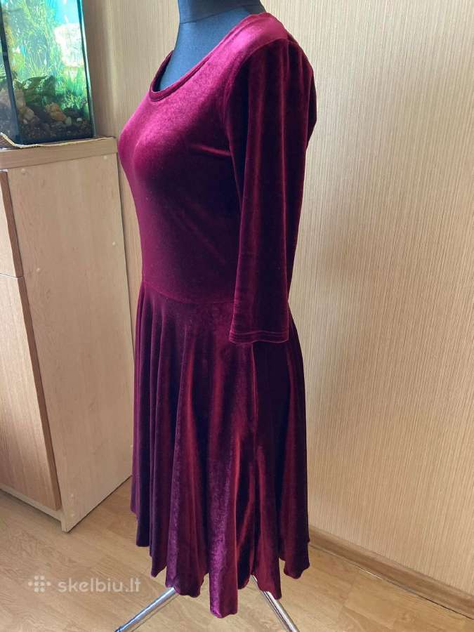 Labai graži bordo proginė veliūrinė suknelė Indi - nuotraukos Nr. 2