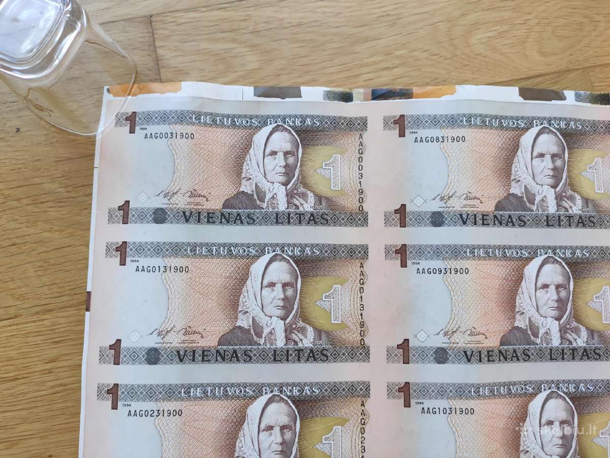 Nekarpyti 1 lito banknotai ( 28vnt žemaitė) - nuotraukos Nr. 2