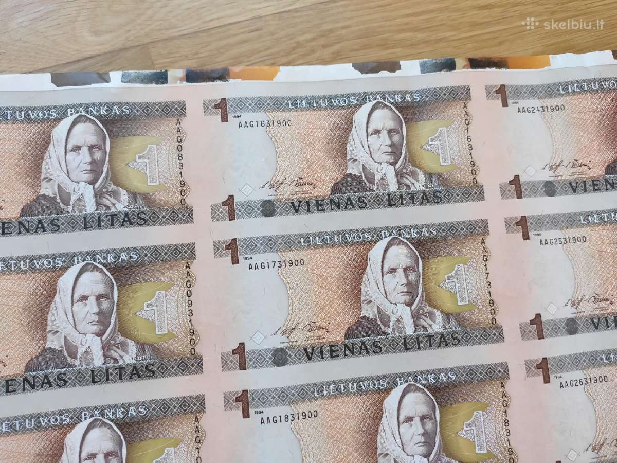 Nekarpyti 1 lito banknotai ( 28vnt žemaitė) - nuotraukos Nr. 3