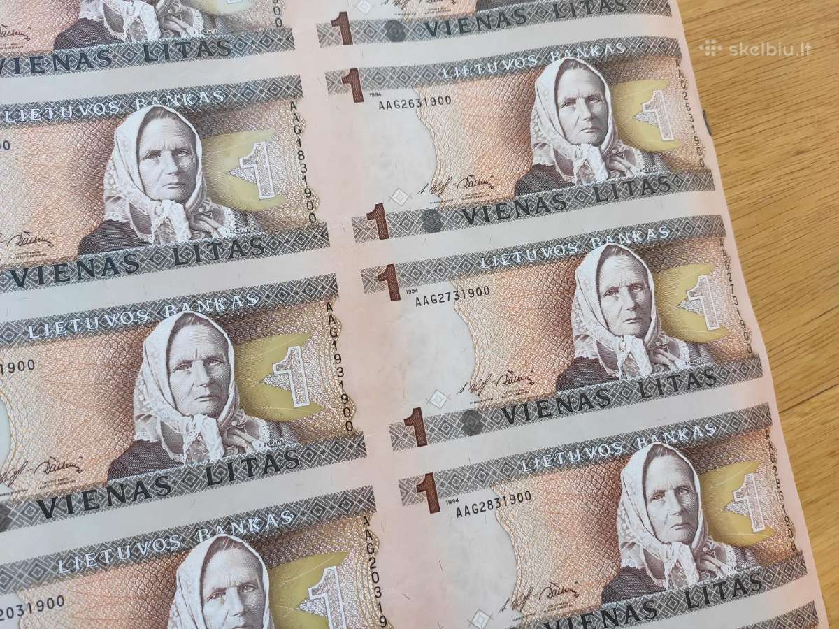 Nekarpyti 1 lito banknotai ( 28vnt žemaitė) - nuotraukos Nr. 5