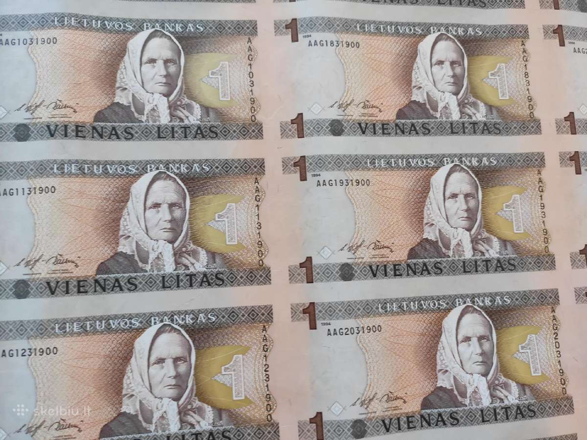 Nekarpyti 1 lito banknotai ( 28vnt žemaitė) - nuotraukos Nr. 6