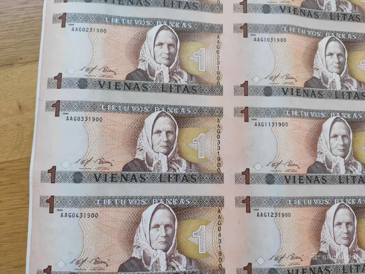 Nekarpyti 1 lito banknotai ( 28vnt žemaitė) - nuotraukos Nr. 7
