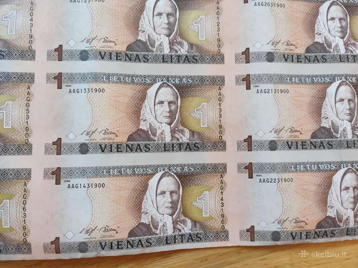 Nekarpyti 1 lito banknotai ( 28vnt žemaitė) - nuotraukos Nr. 9