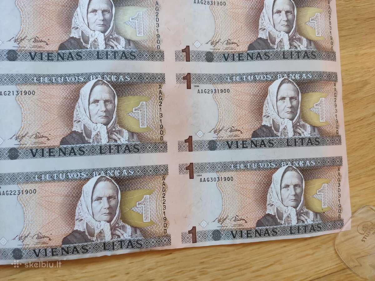 Nekarpyti 1 lito banknotai ( 28vnt žemaitė) - nuotraukos Nr. 10