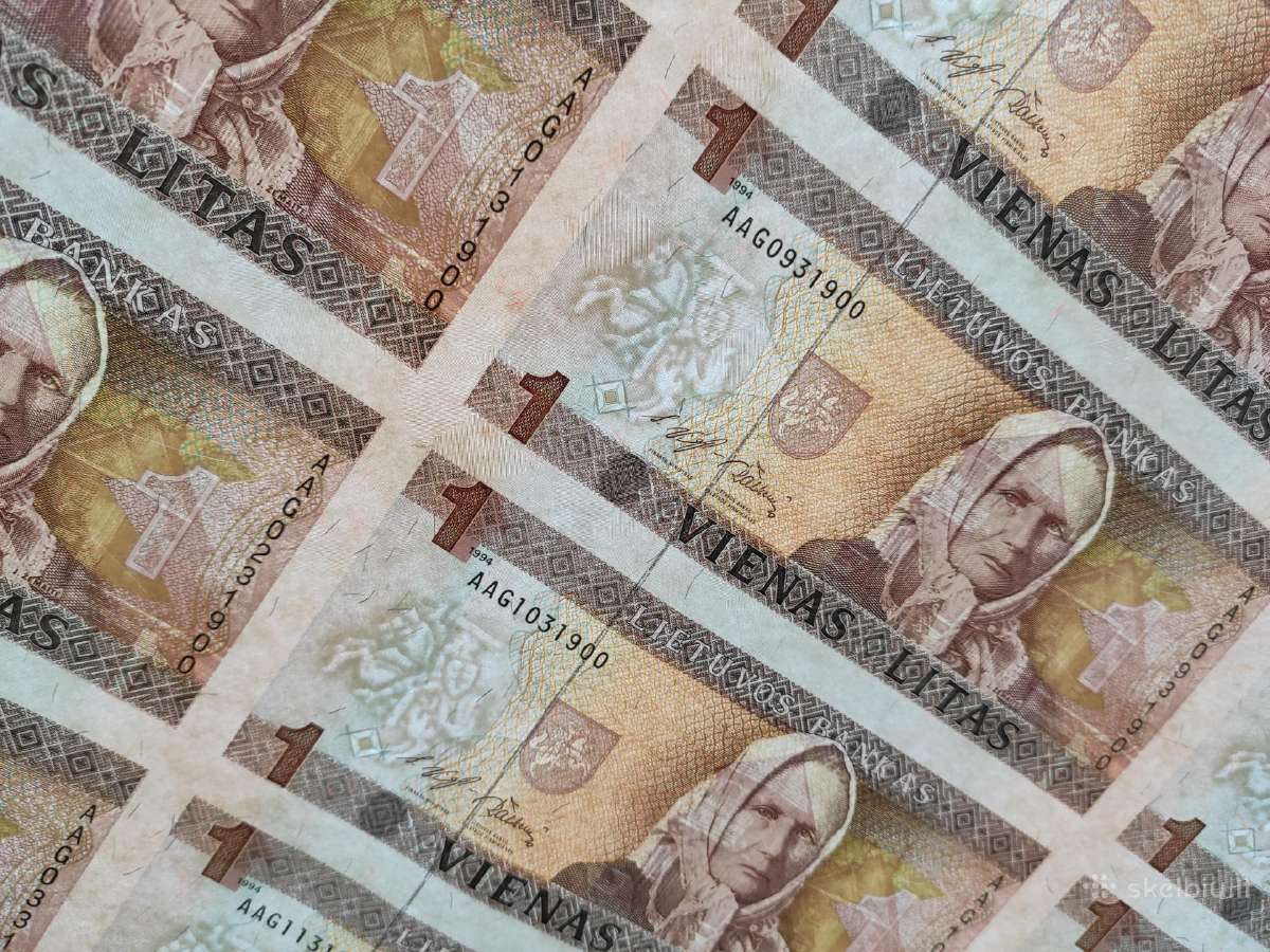 Nekarpyti 1 lito banknotai ( 28vnt žemaitė) - nuotraukos Nr. 11