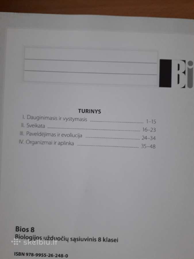 Biologijos užduočių sąsiuvinis 8 klasei Bios 8 - nuotraukos Nr. 2