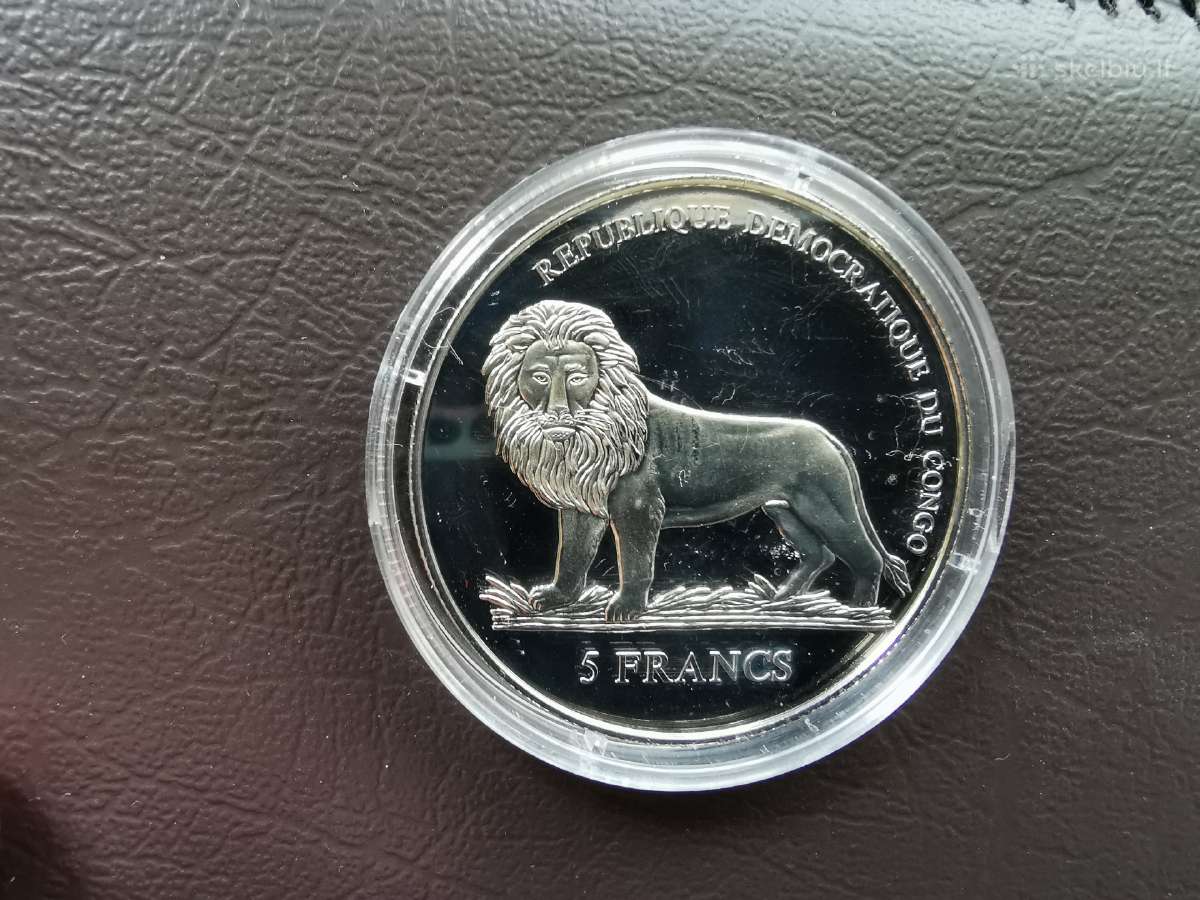 Kongo Dem. resp. 5 francs Poiež. Paulius II Unc - nuotraukos Nr. 2